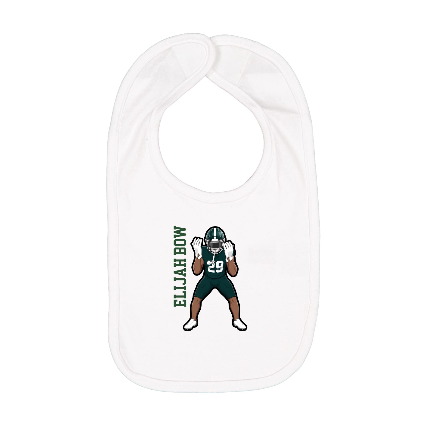 Infant Bib — Name Vertical in White
