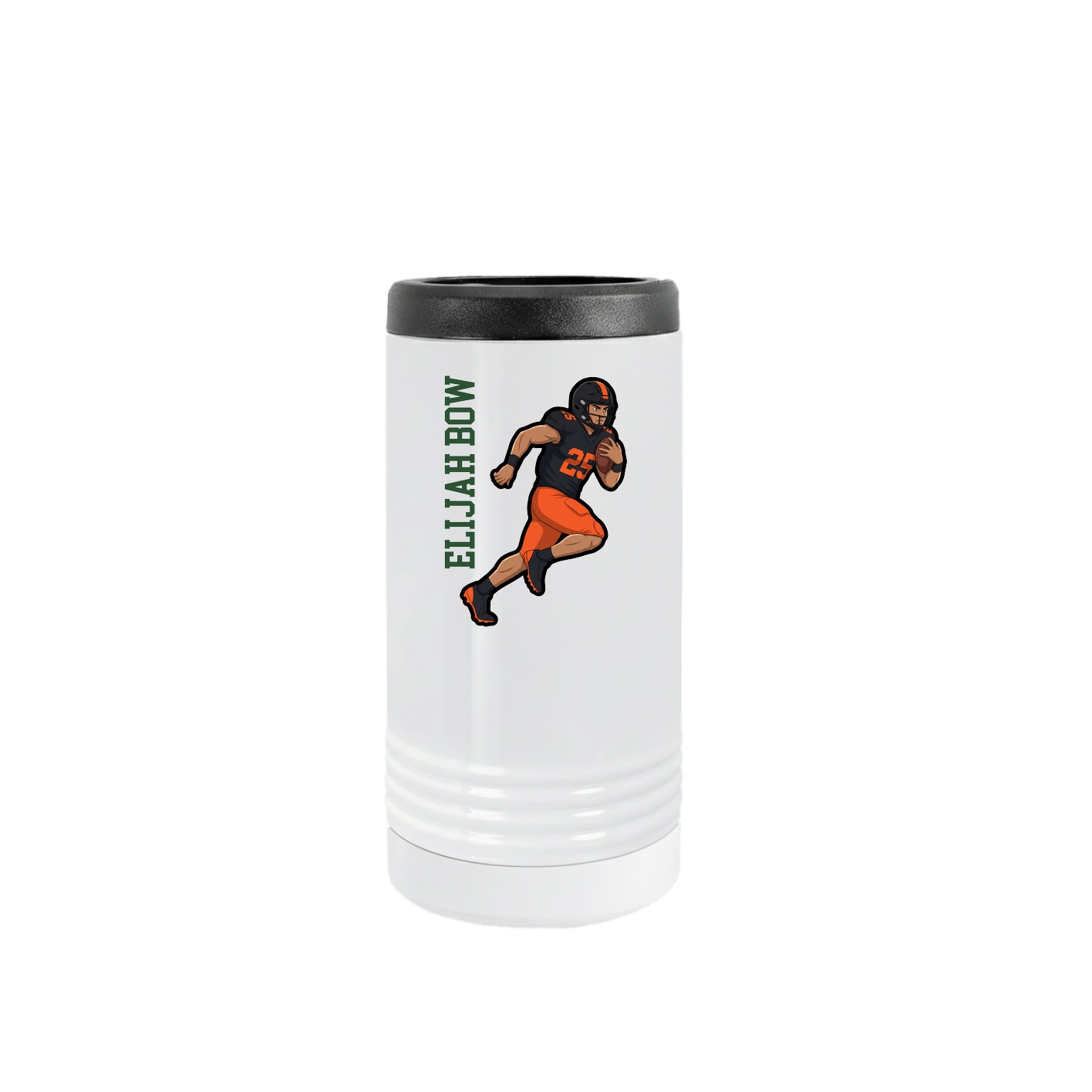 Slim Beverage Holder — Name Vertical in White