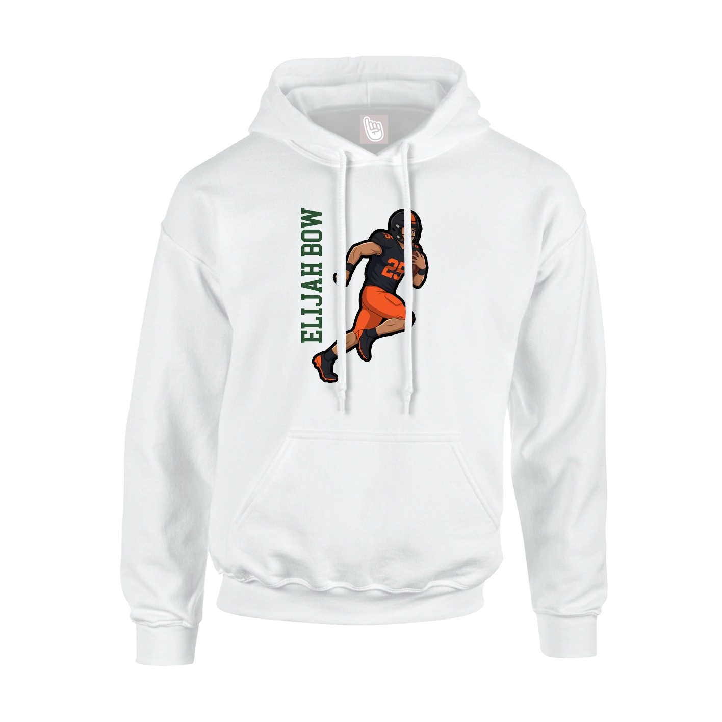 Youth Hoodie — Name Vertical in White