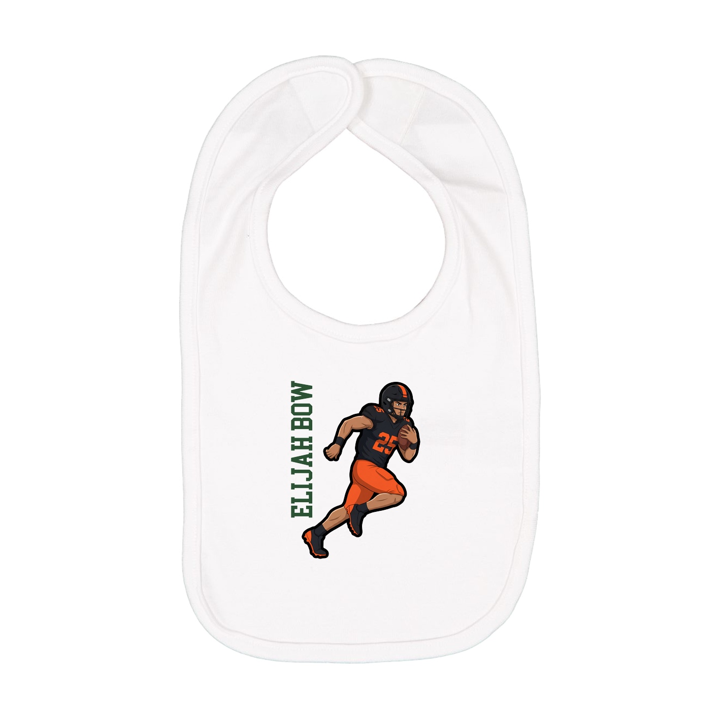 Infant Bib — Name Vertical in White