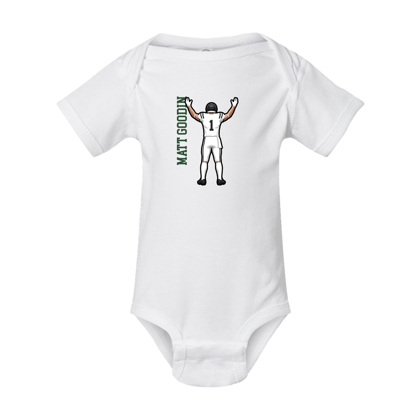 Baby Onesie — Name Vertical in White