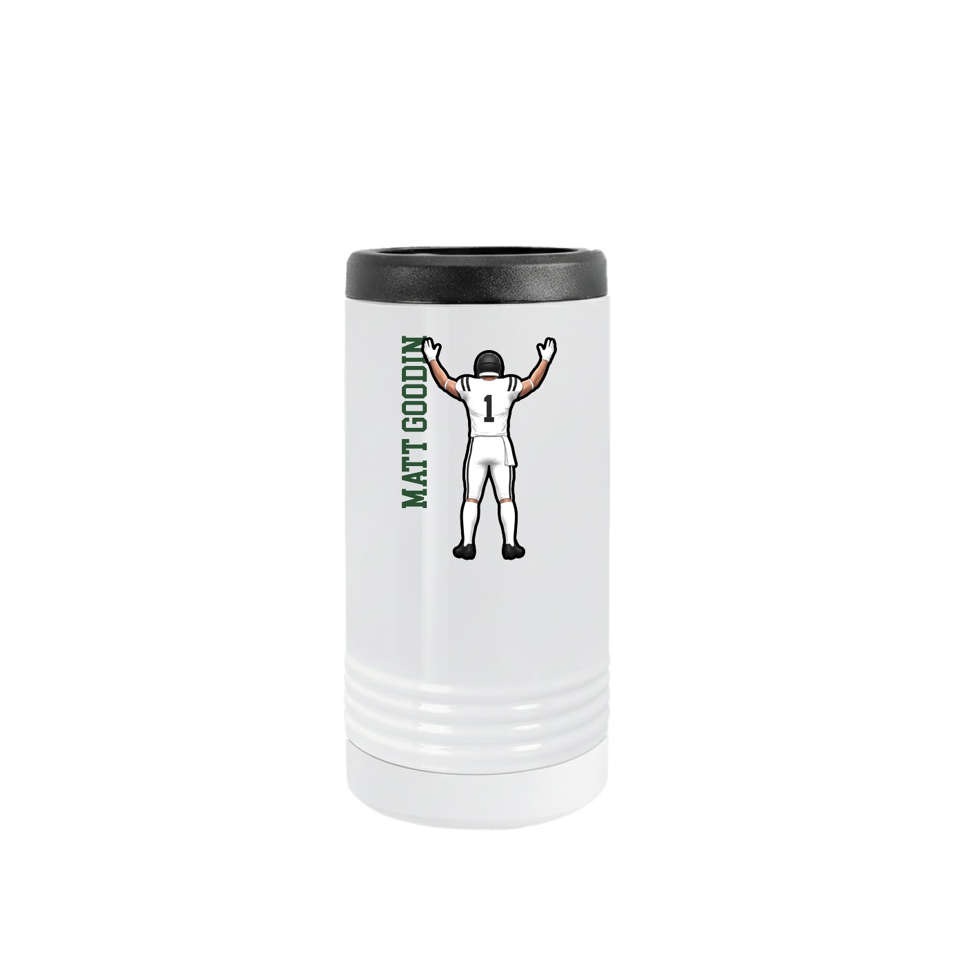 Slim Beverage Holder — Name Vertical in White