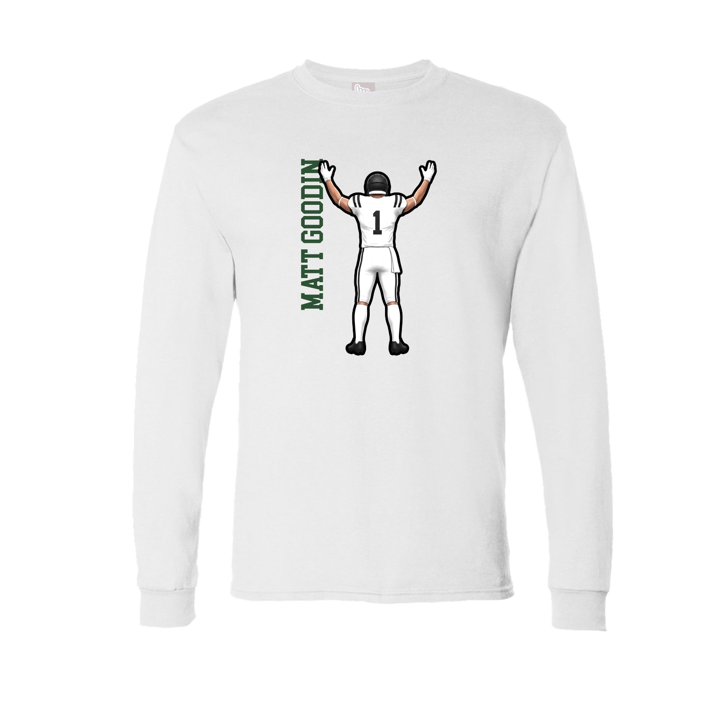 Long Sleeve Tee — Name Vertical in White