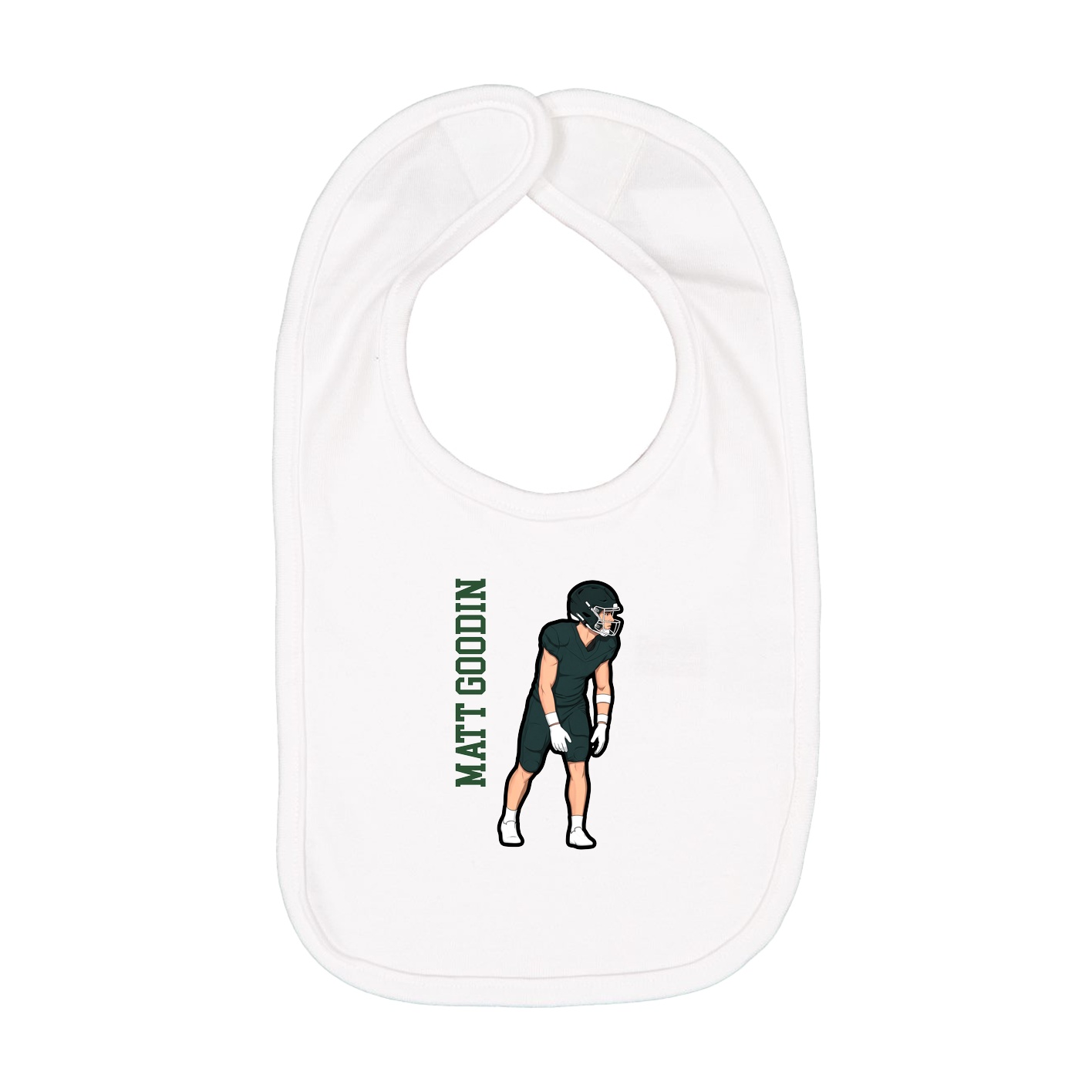 Infant Bib — Name Vertical in White