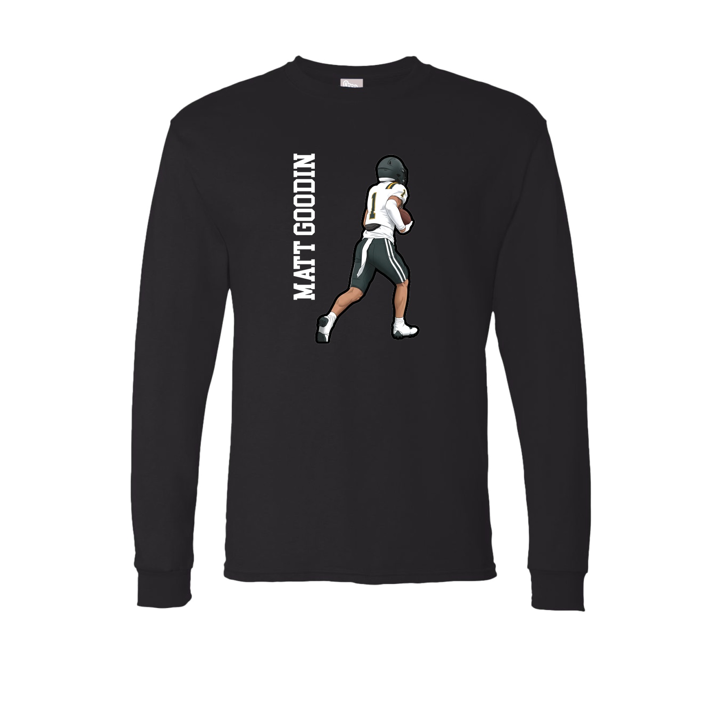 Long Sleeve Tee — Name Vertical in Black