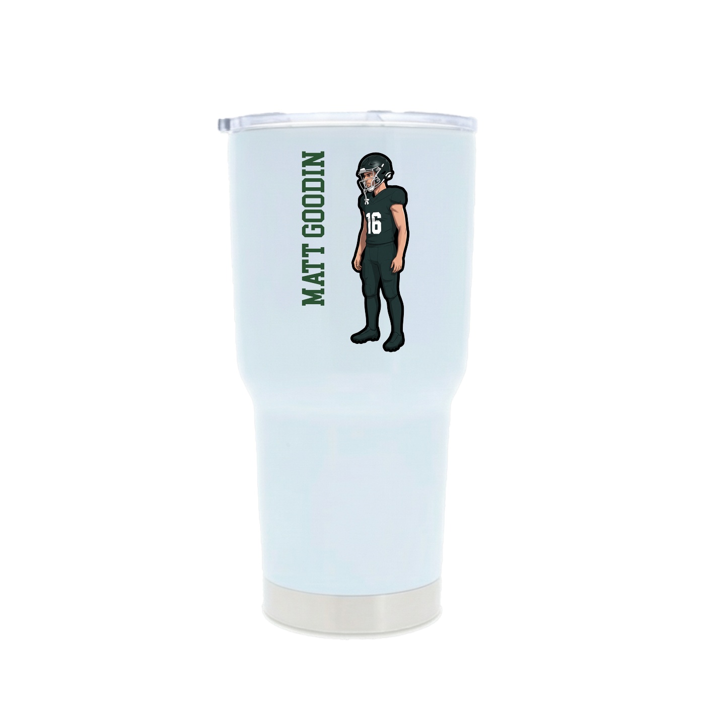 30oz Stainless Steel Tumbler — Name Vertical in White