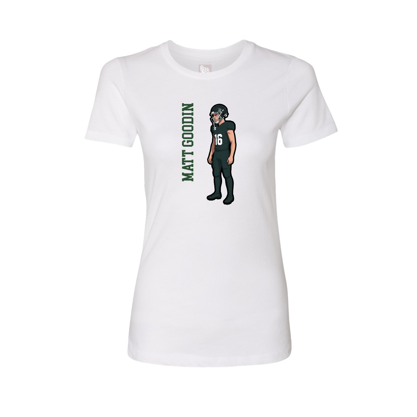Womens Tee — Name Vertical in White