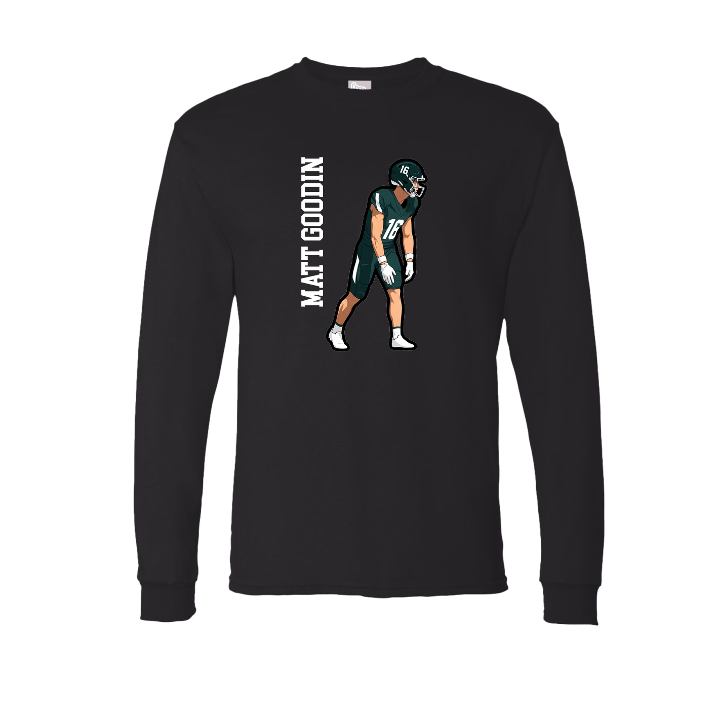 Long Sleeve Tee — Name Vertical in Black