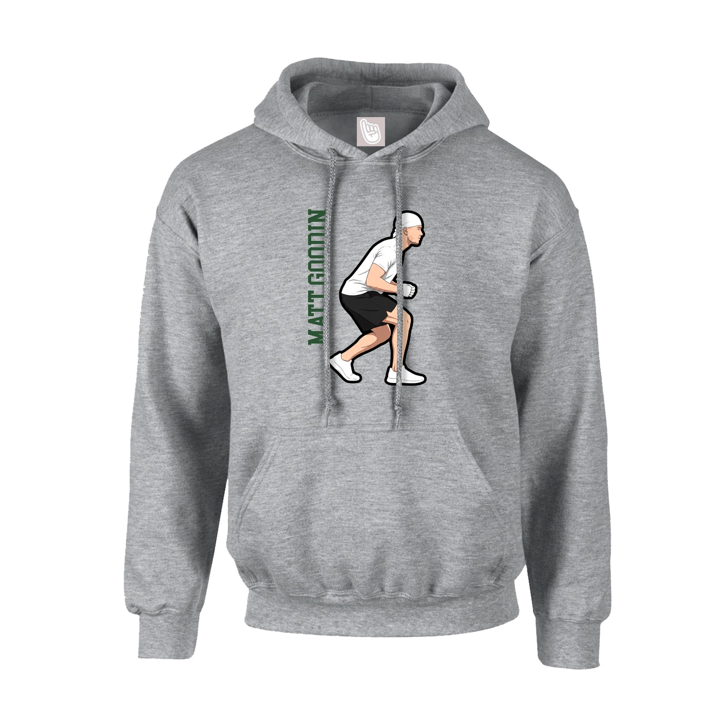 Hoodie — Name Vertical in Grey