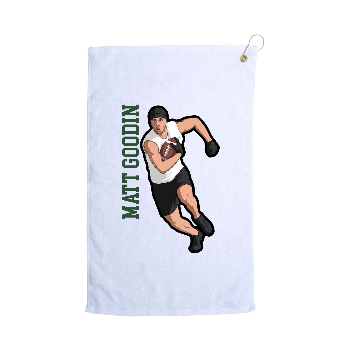 Golf Towel — Name Vertical in White