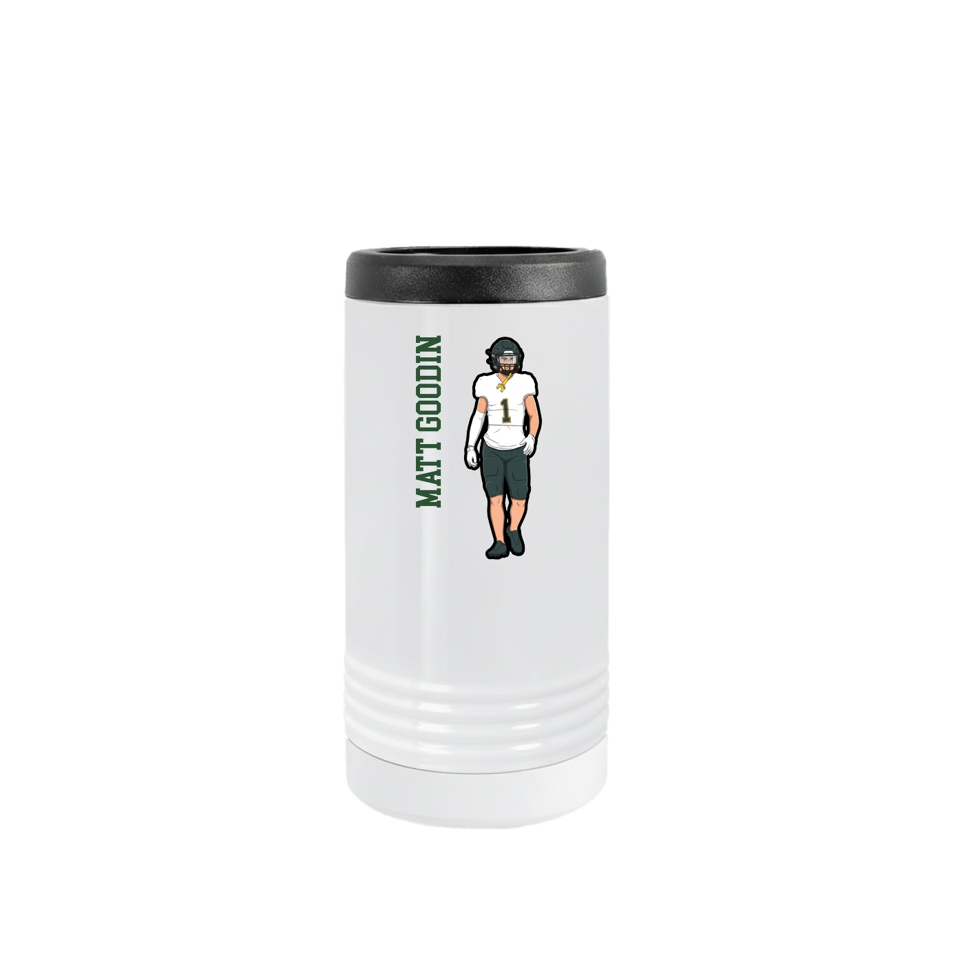 Slim Beverage Holder — Name Vertical in White