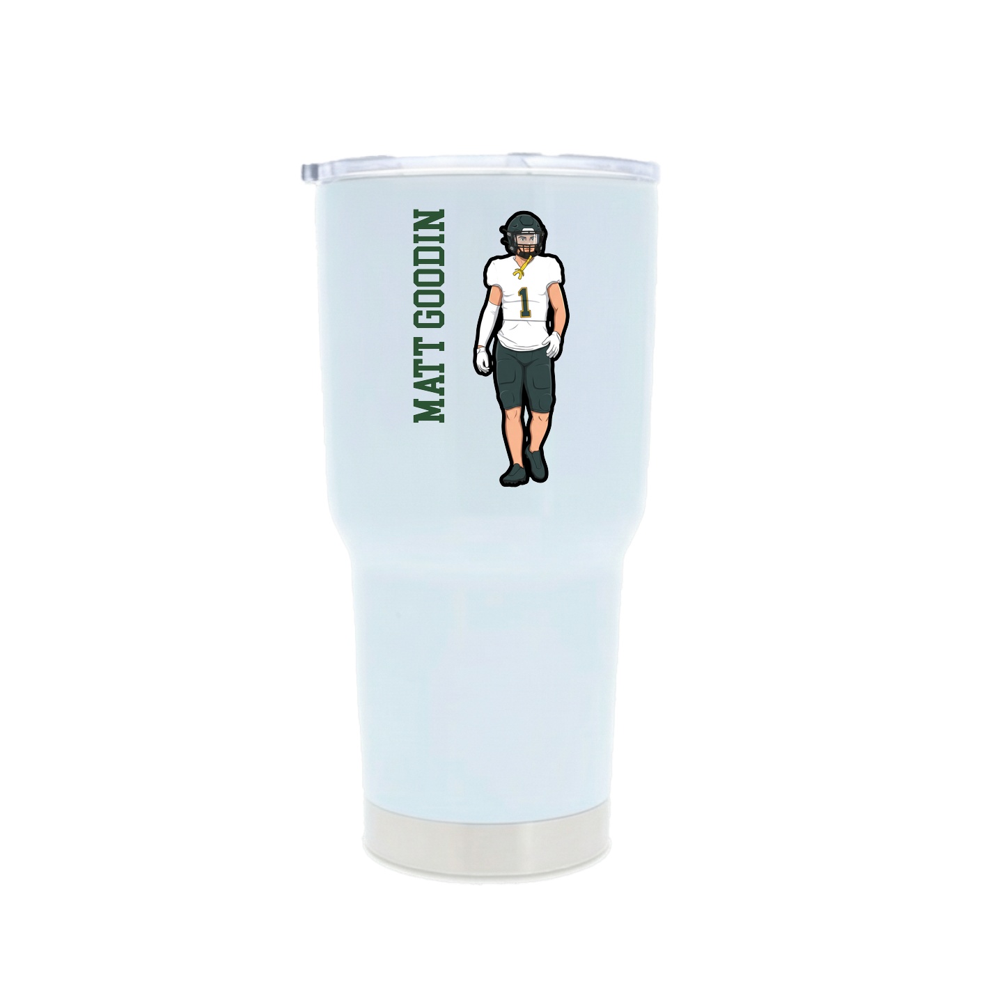 30oz Stainless Steel Tumbler — Name Vertical in White