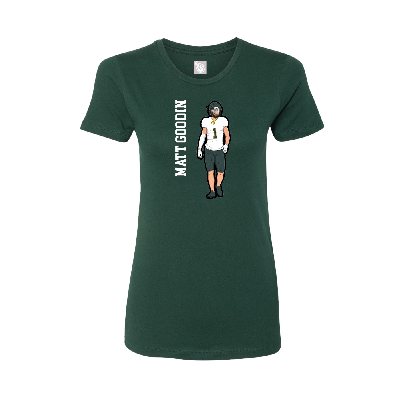 Womens Tee — Name Vertical in Green