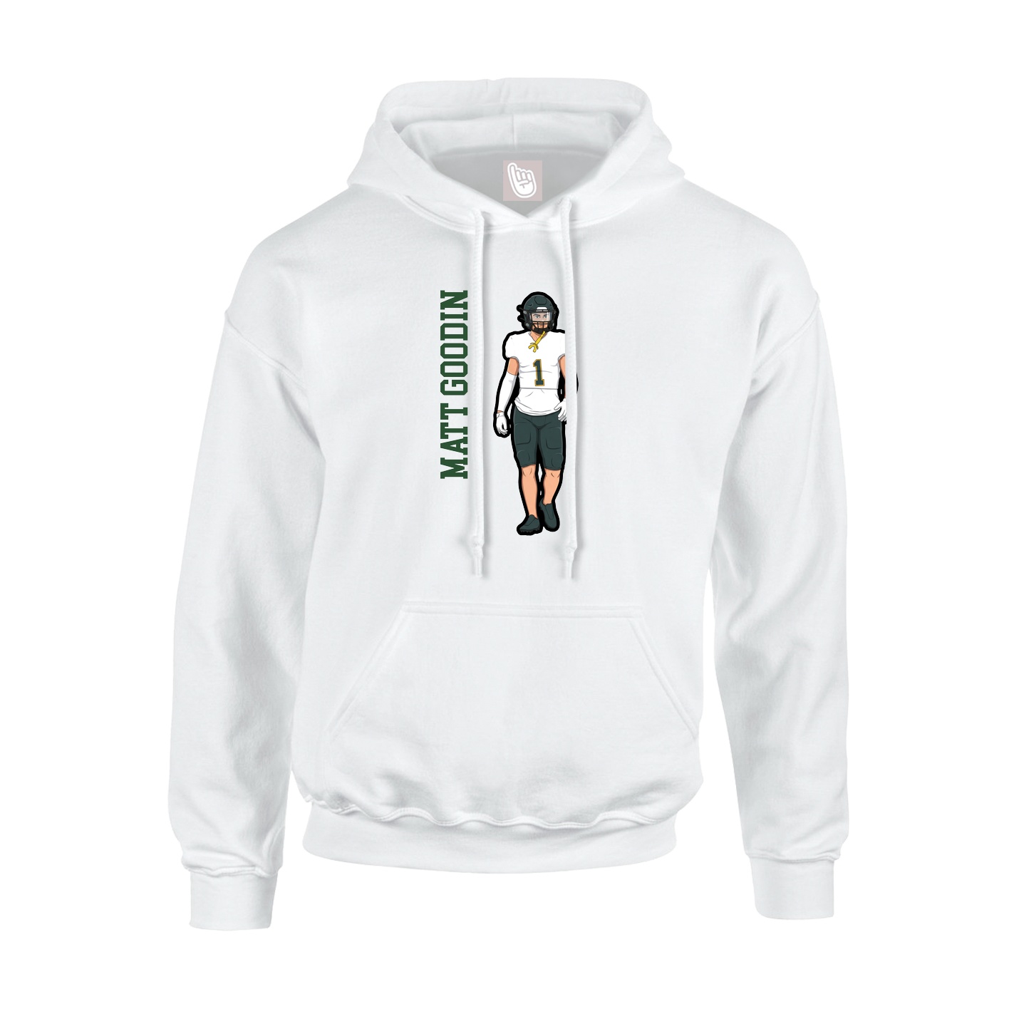 Youth Hoodie — Name Vertical in White