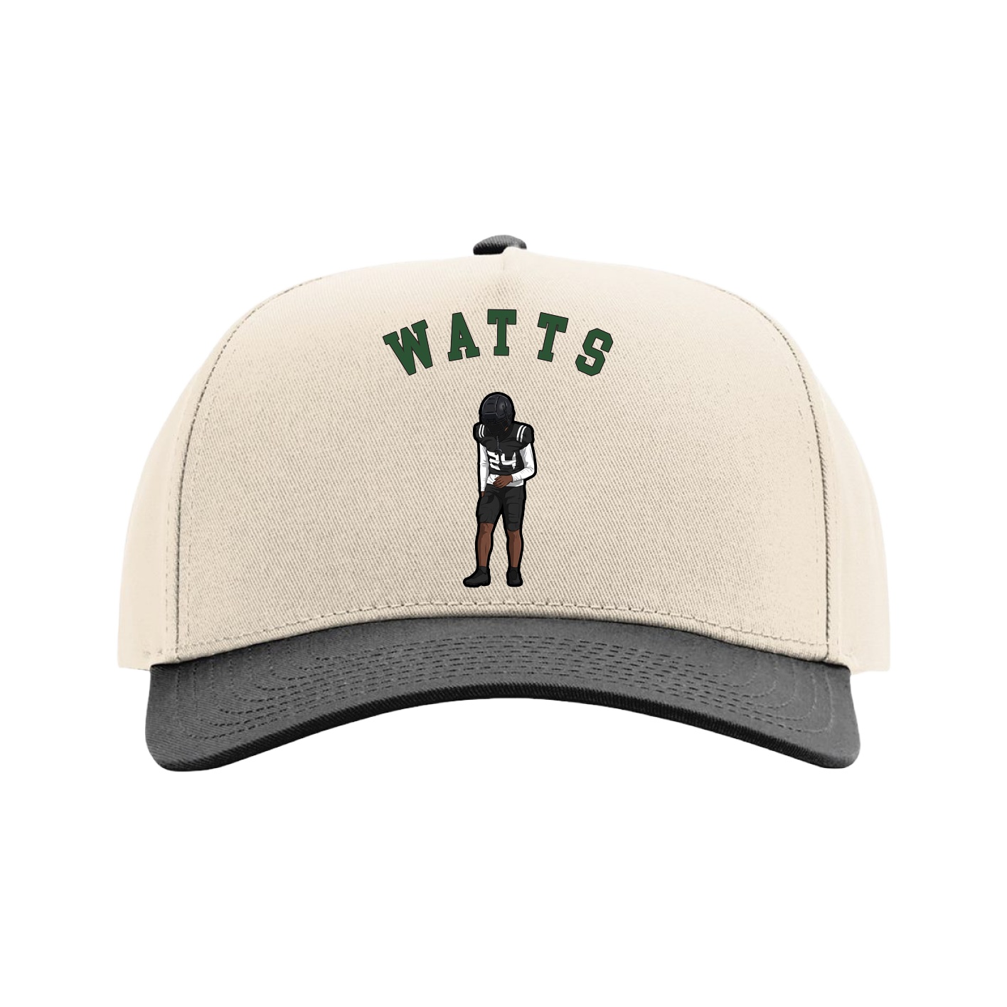 Full Fabric Five-Panel Champ Cap — Shirsey Arch in Cream/Black