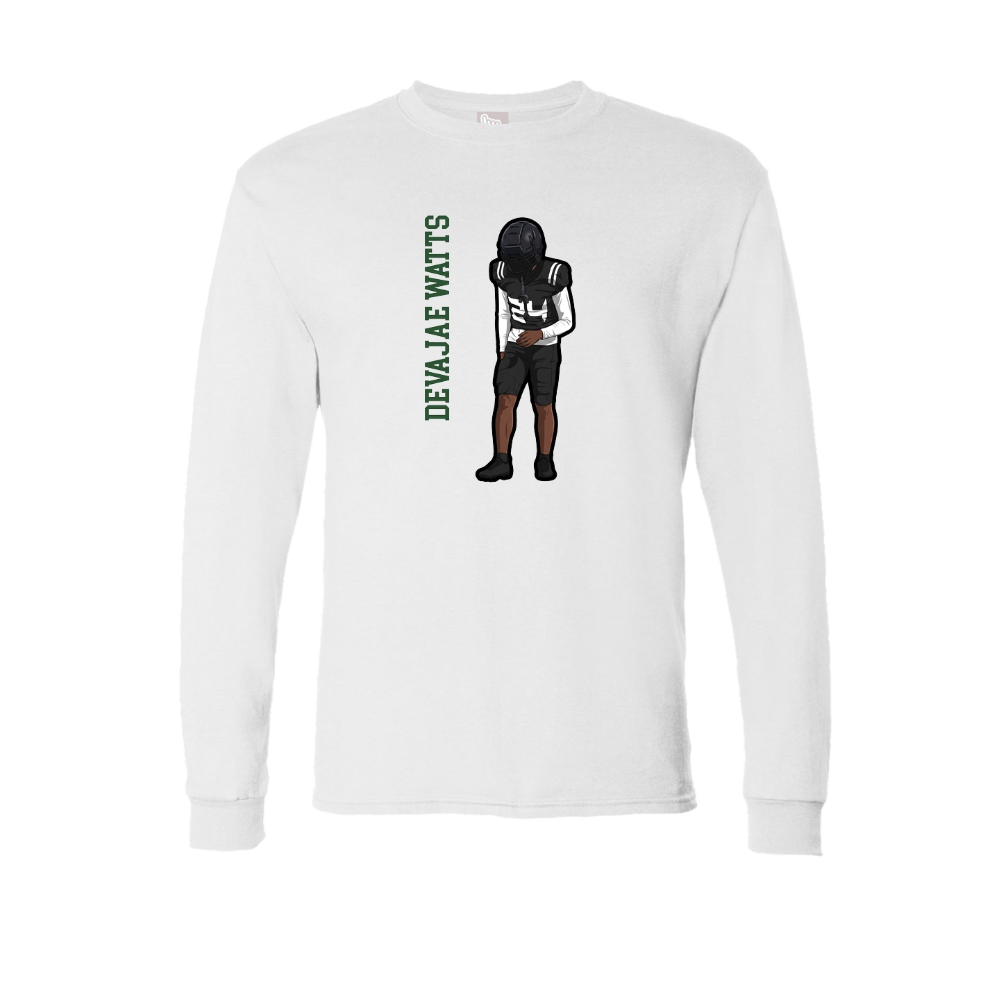 Long Sleeve Tee — Name Vertical in White