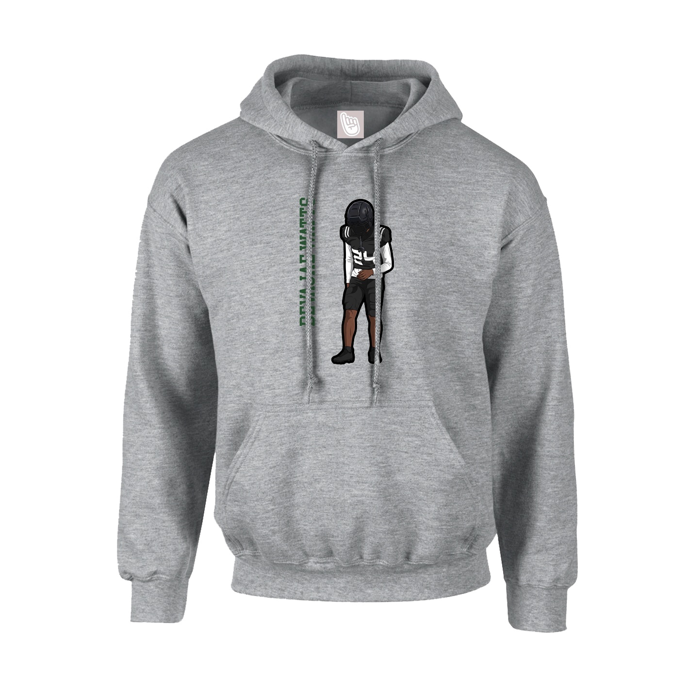Hoodie — Name Vertical in Grey