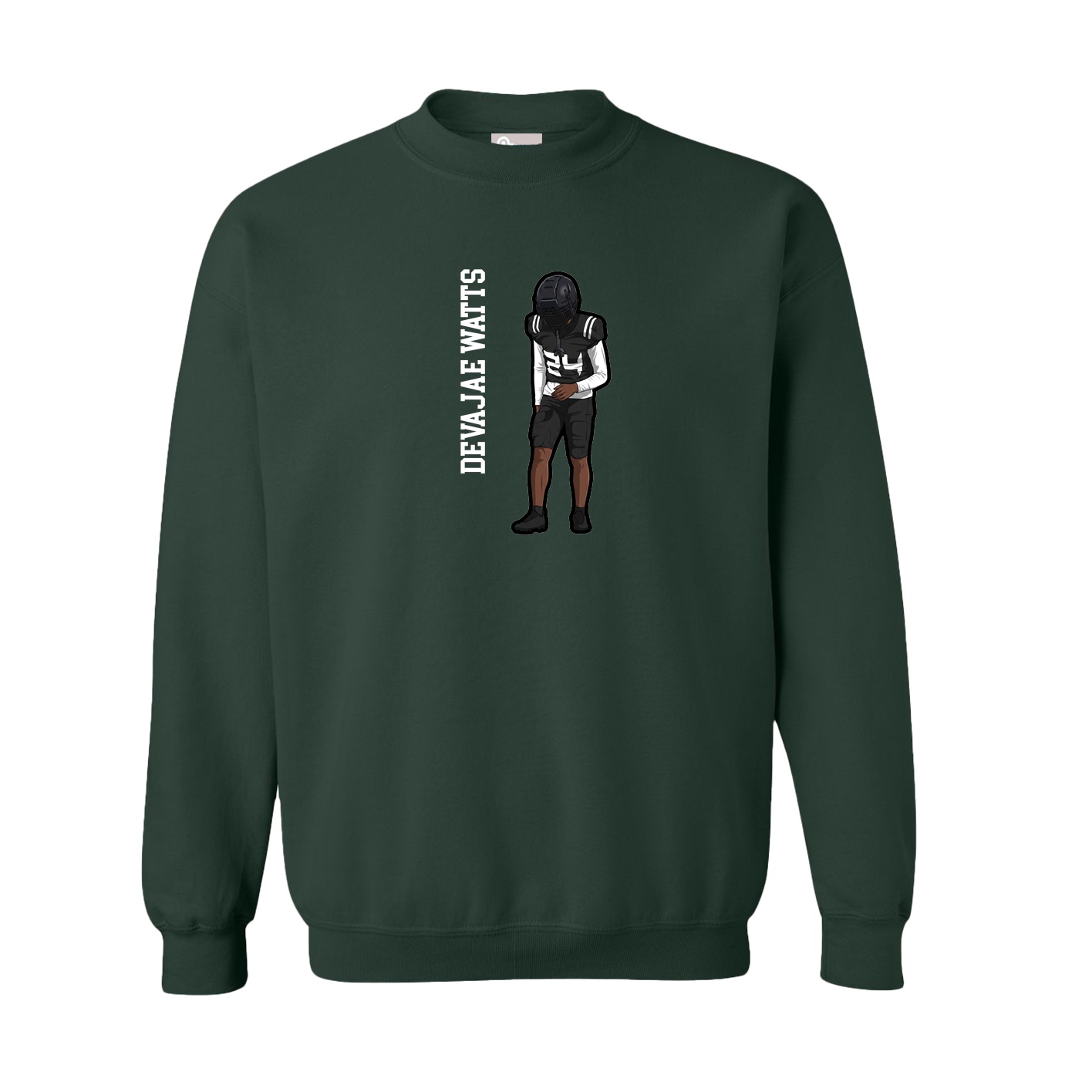 Fleece Crew — Name Vertical in Green