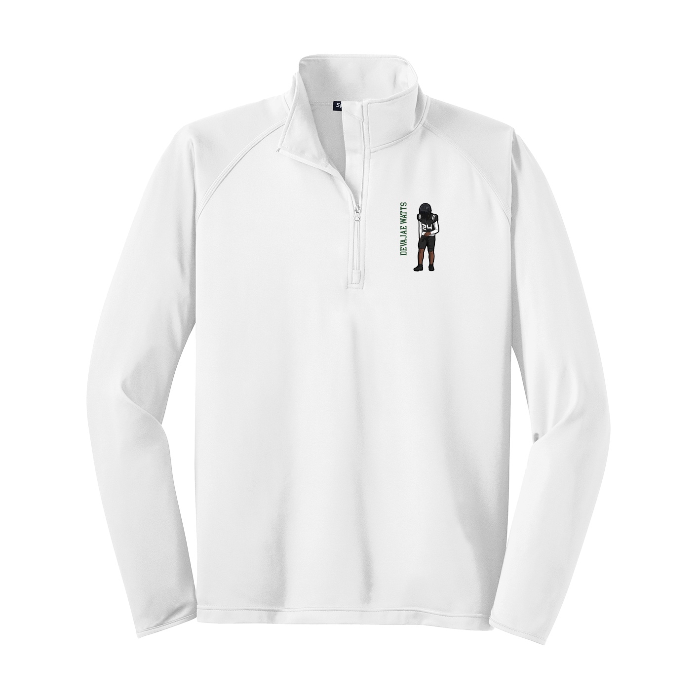 Q-Zip Pullover — Name Vertical in White