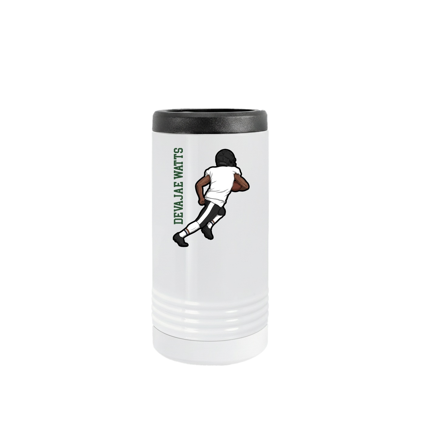 Slim Beverage Holder — Name Vertical in White