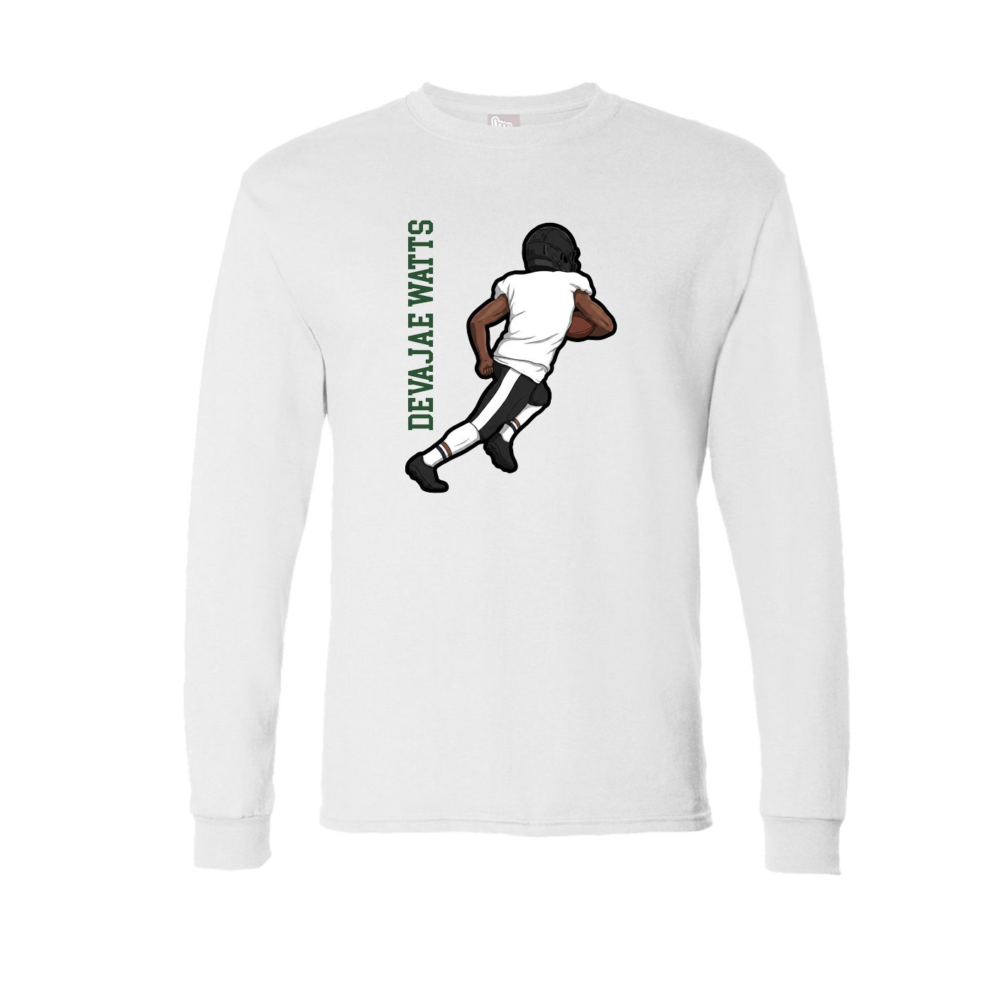 Long Sleeve Tee — Name Vertical in White