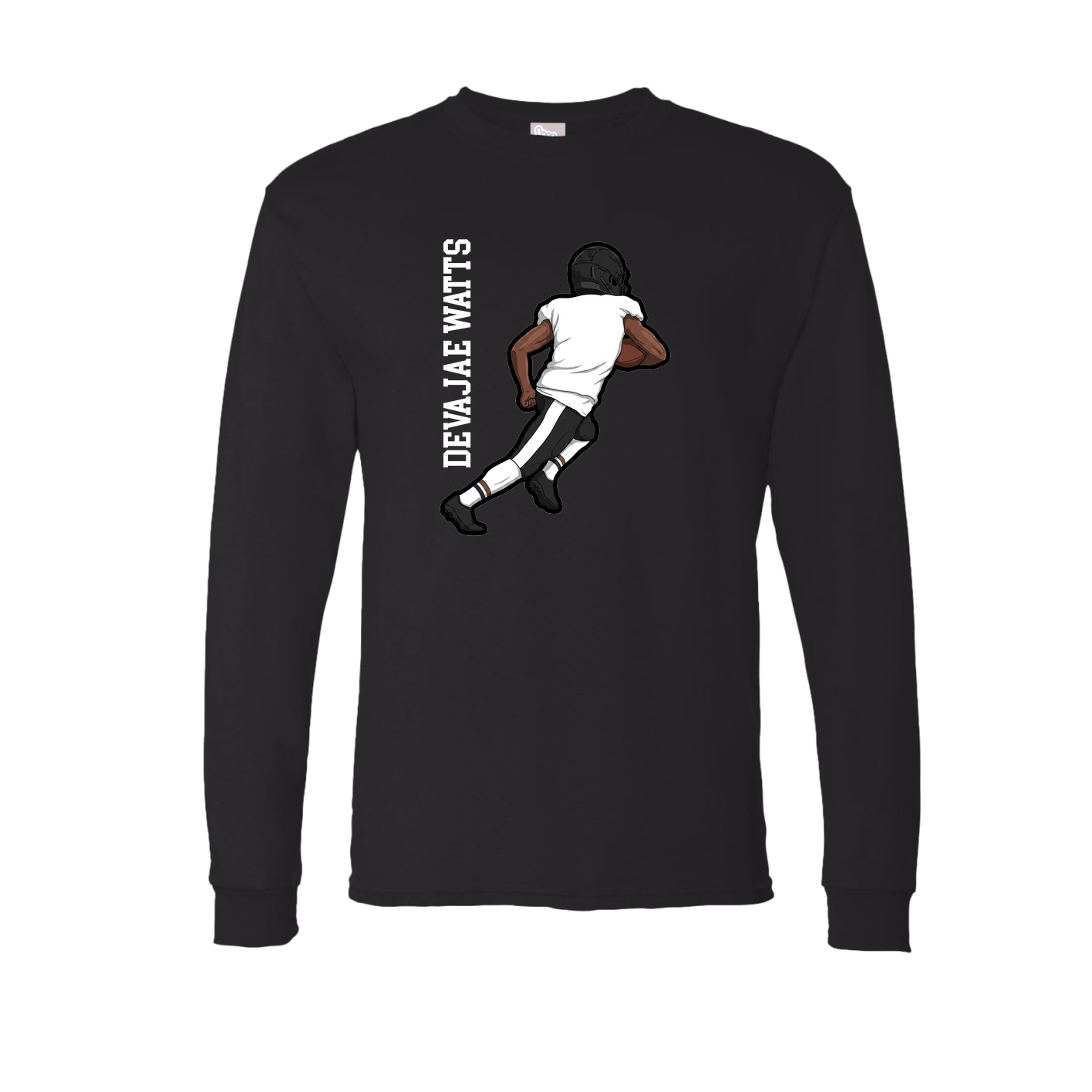 Long Sleeve Tee — Name Vertical in Black