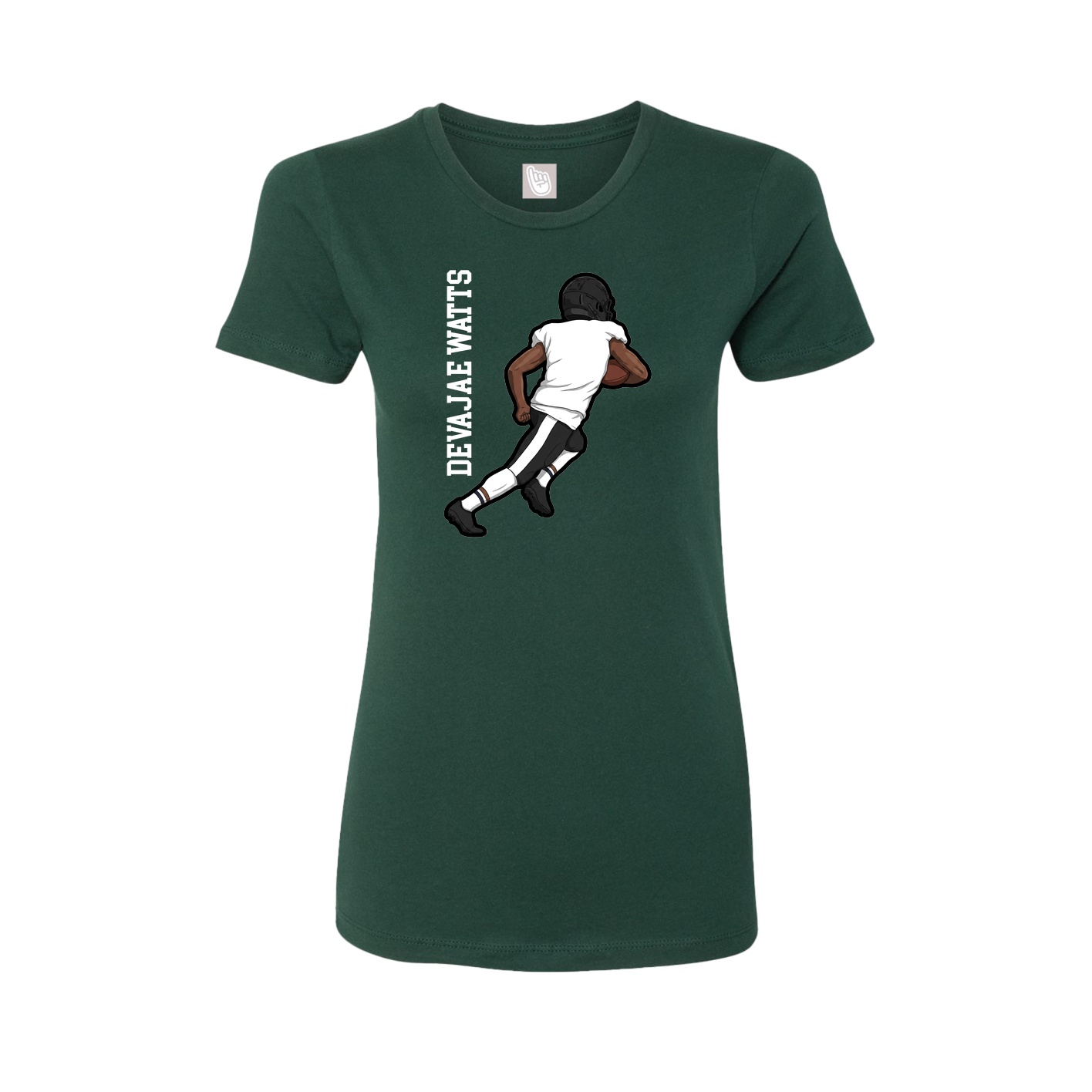 Womens Tee — Name Vertical in Green