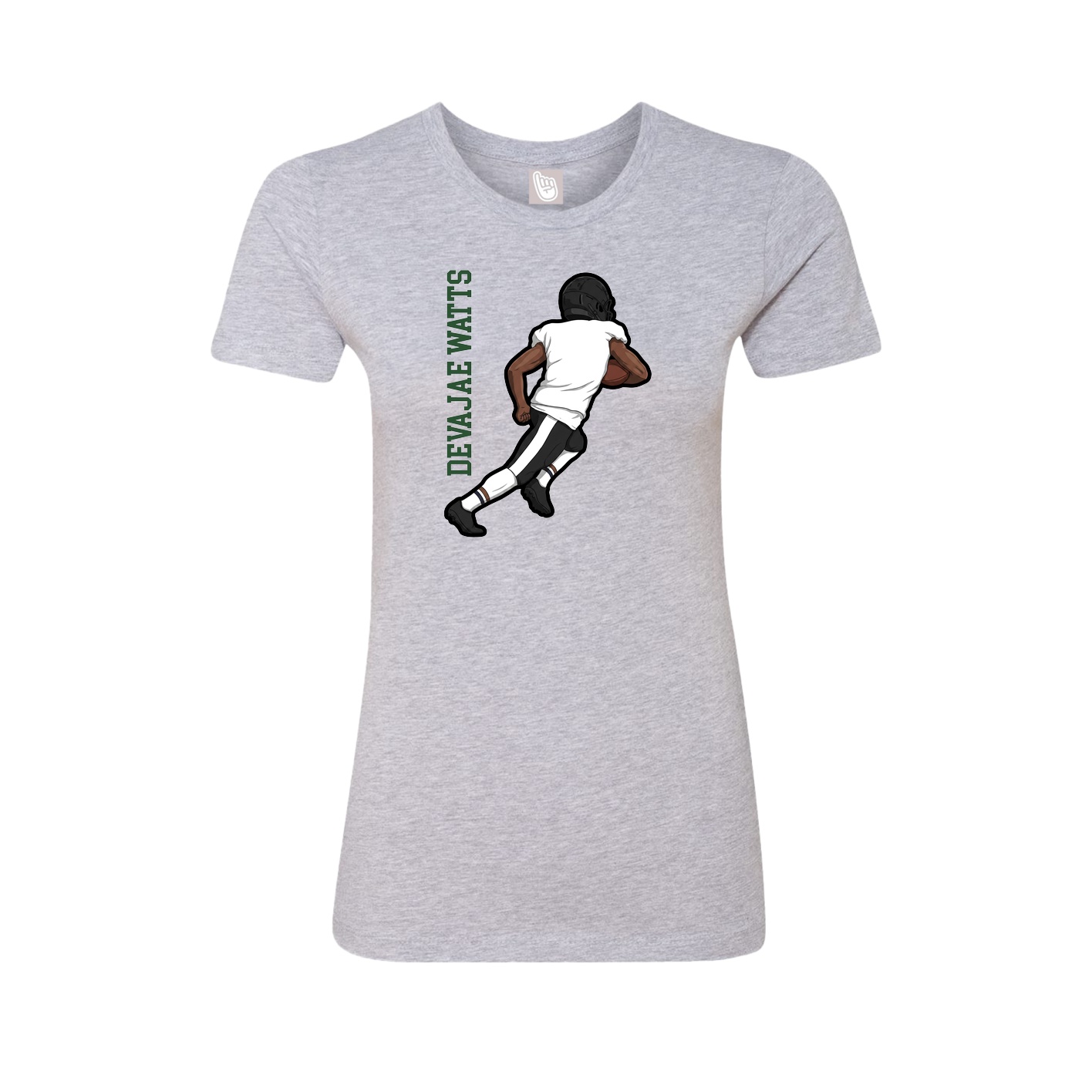 Fitted Women's Tee — Name Vertical in Grey