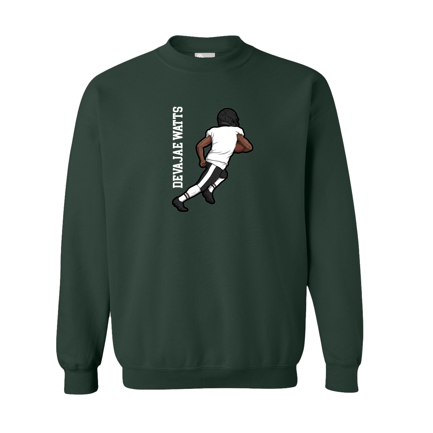 Fleece Crew — Name Vertical in Green