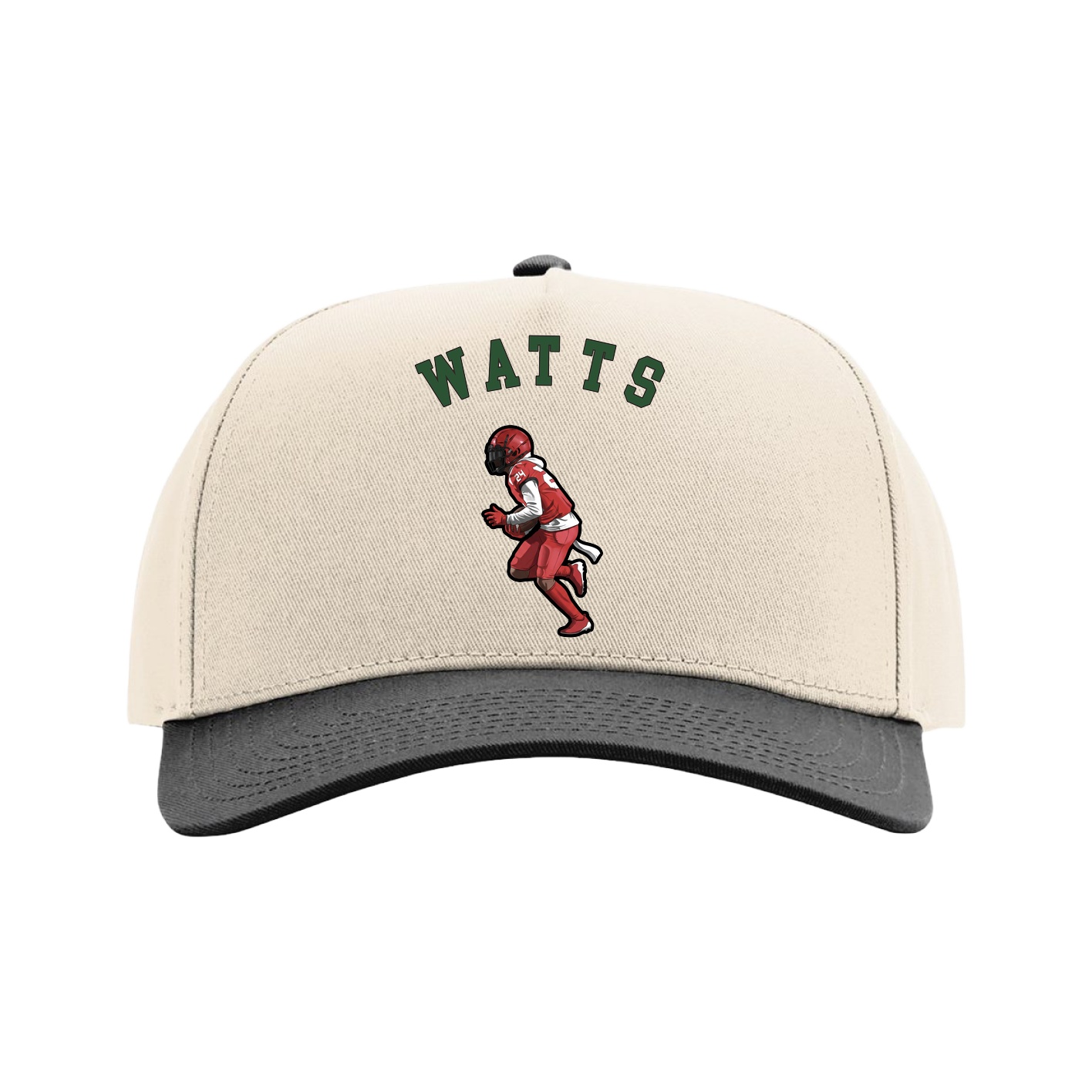 Full Fabric Five-Panel Champ Cap — Shirsey Arch in Cream/Black