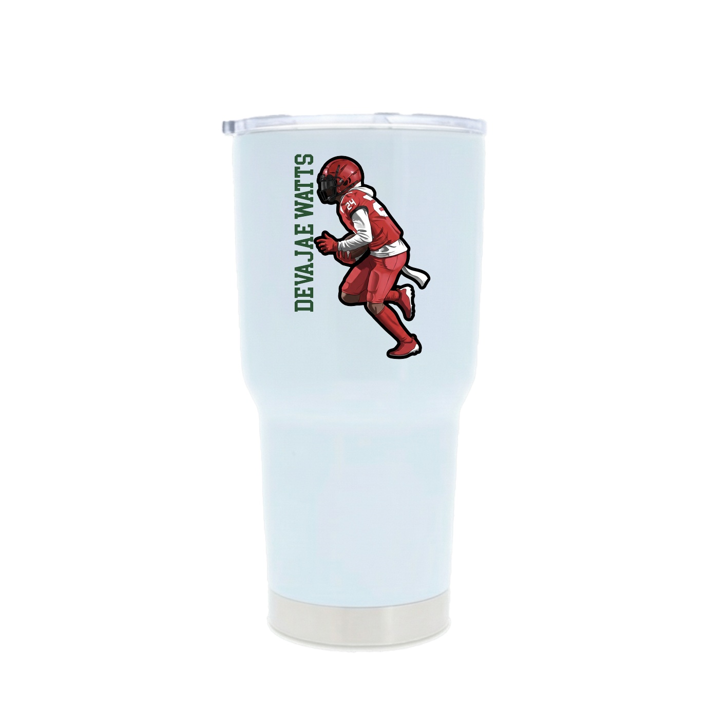 30oz Stainless Steel Tumbler — Name Vertical in White