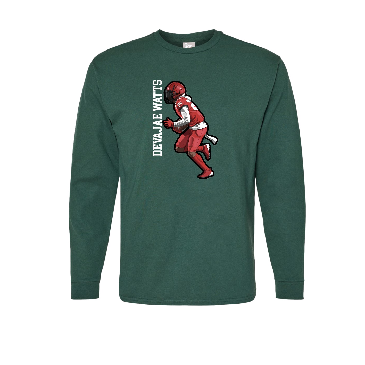 Long Sleeve Tee — Name Vertical in Green