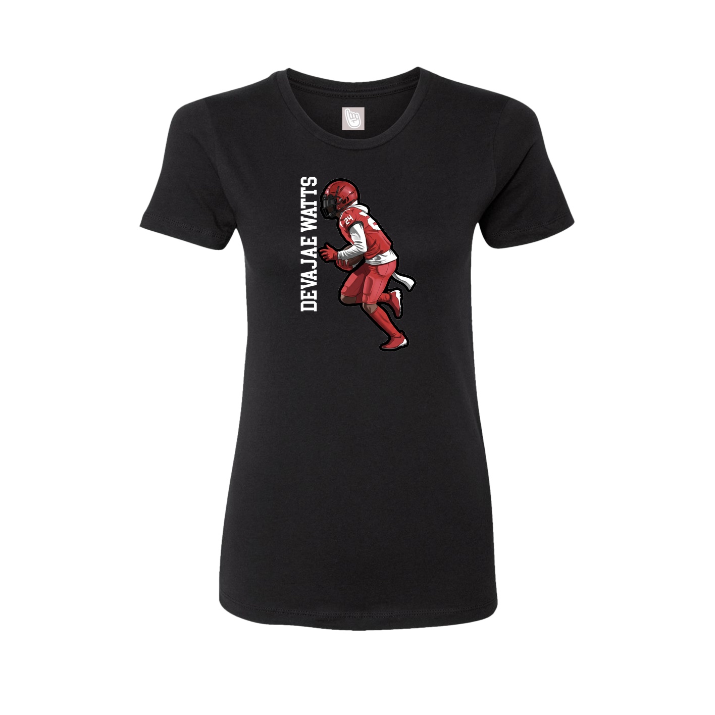 Fitted Women's Tee — Name Vertical in Black