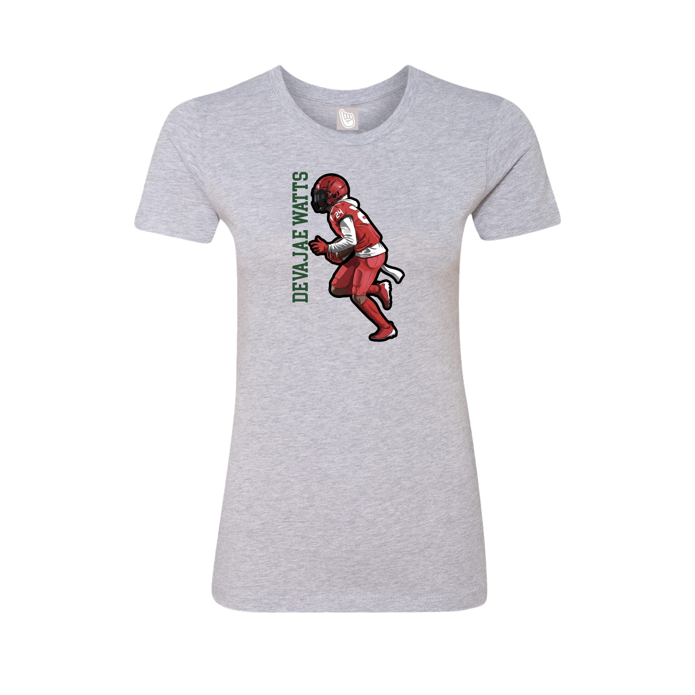 Womens Tee — Name Vertical in Grey