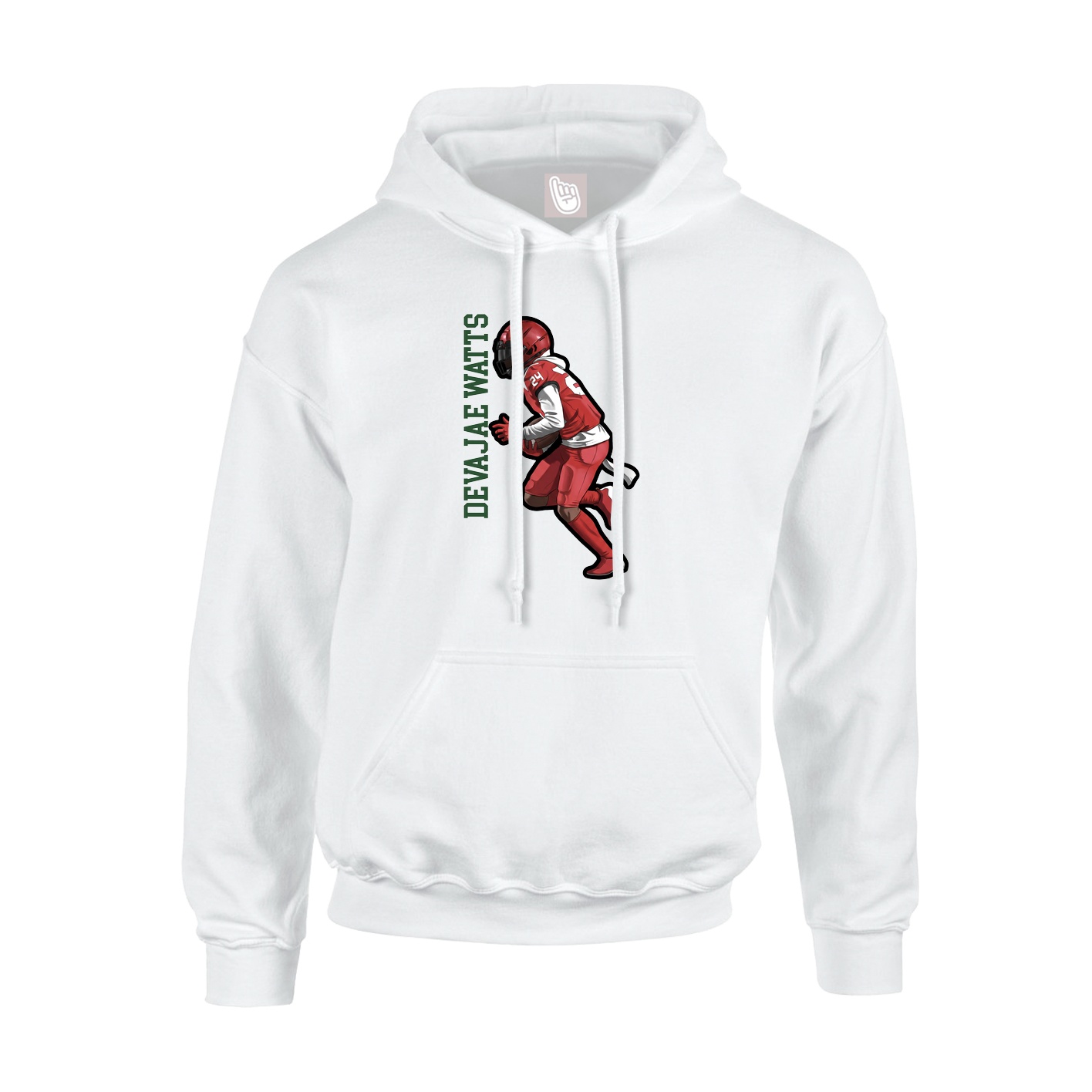 Youth Hoodie — Name Vertical in White