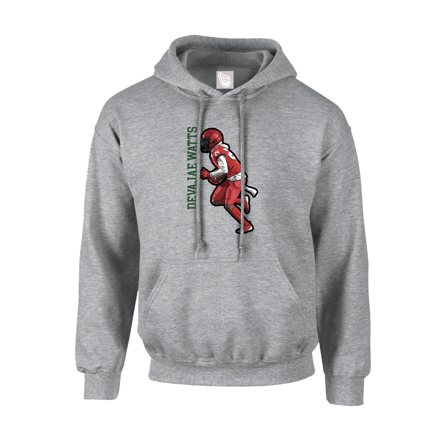 Youth Hoodie — Name Vertical in Grey