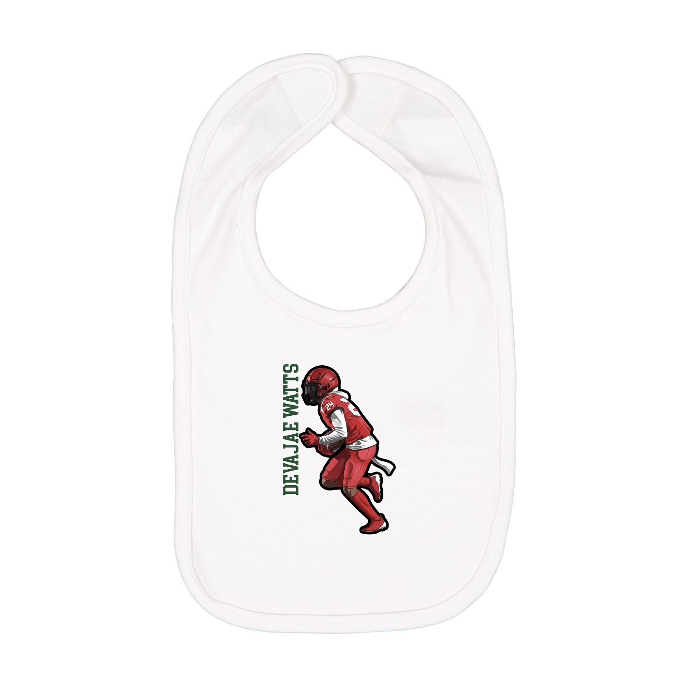 Infant Bib — Name Vertical in White