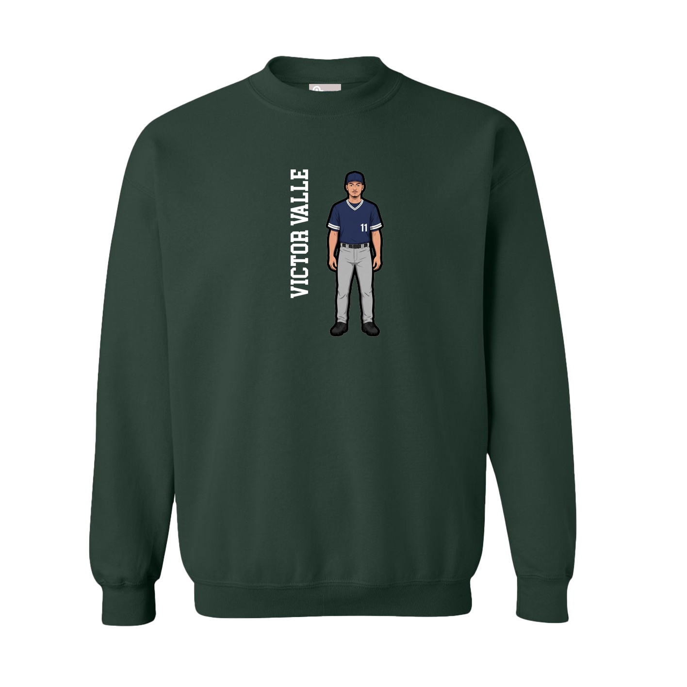 Fleece Crew — Name Vertical in Green