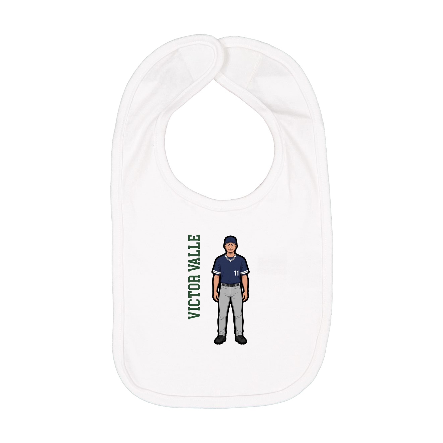 Infant Bib — Name Vertical in White