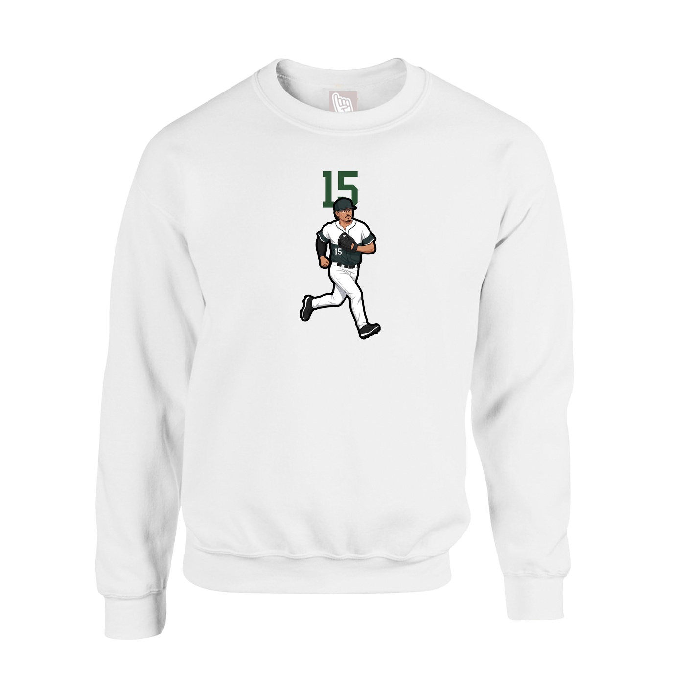 Fleece Crew — Number Top in White