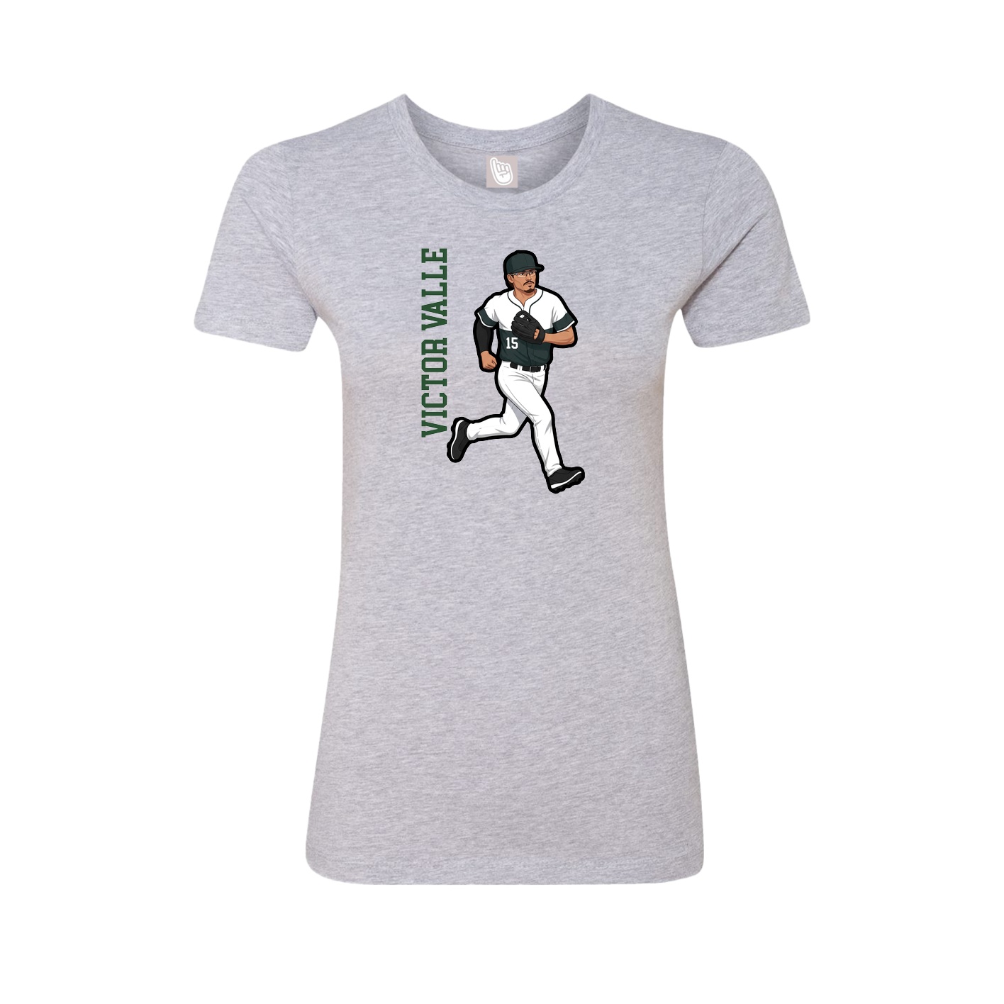 Fitted Women's Tee — Name Vertical in Grey