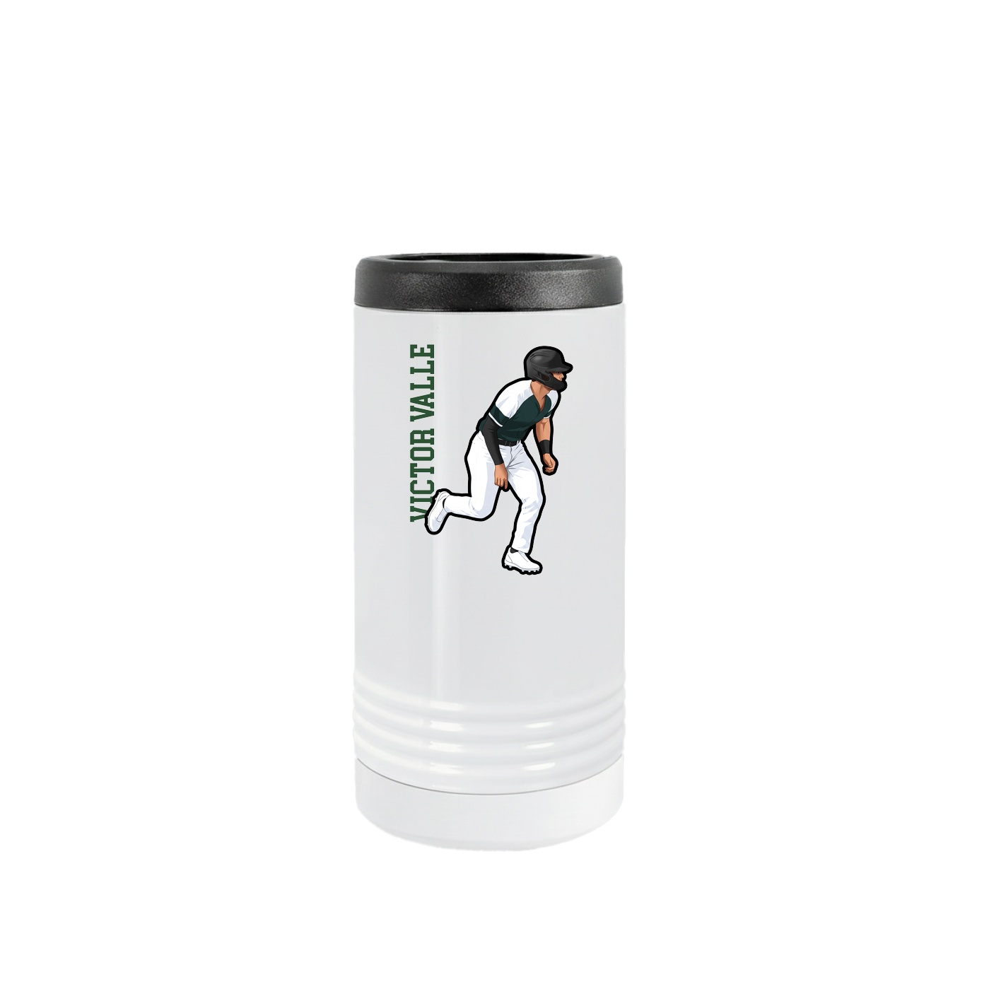 Slim Beverage Holder — Name Vertical in White