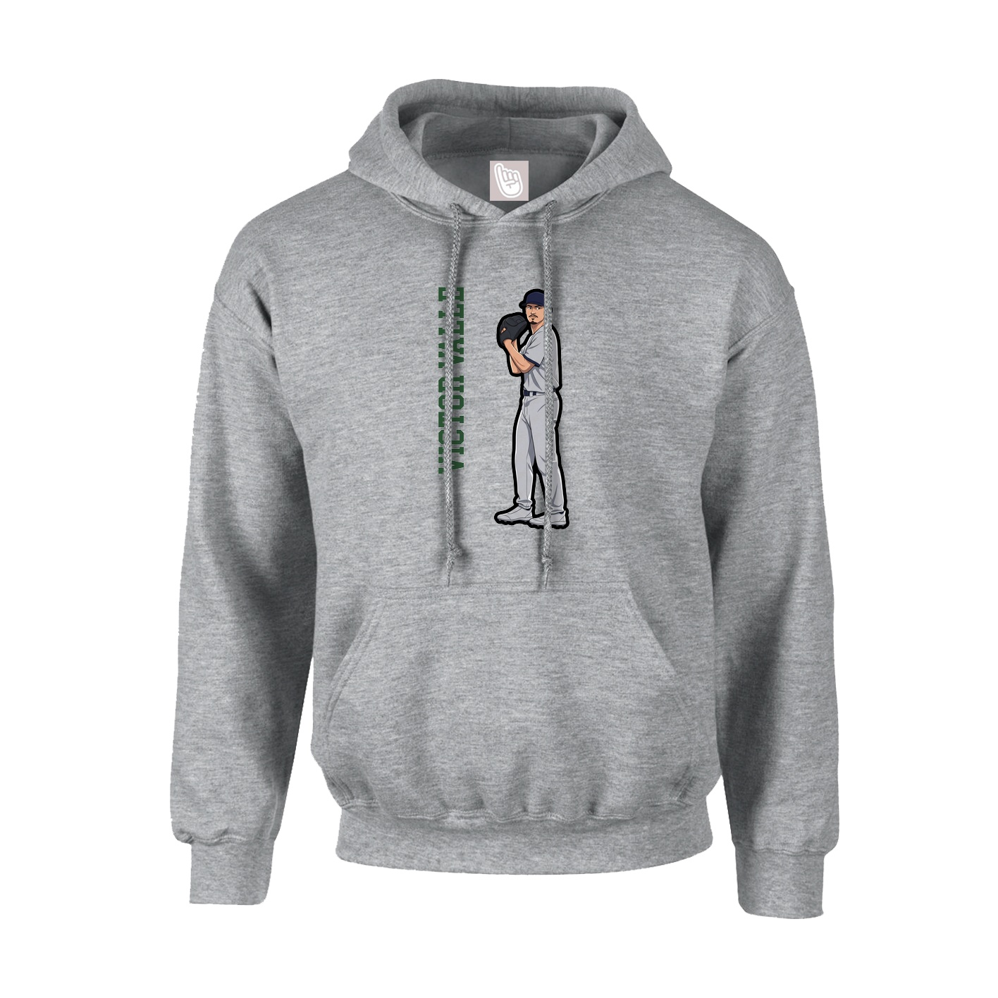 Youth Hoodie — Name Vertical in Grey