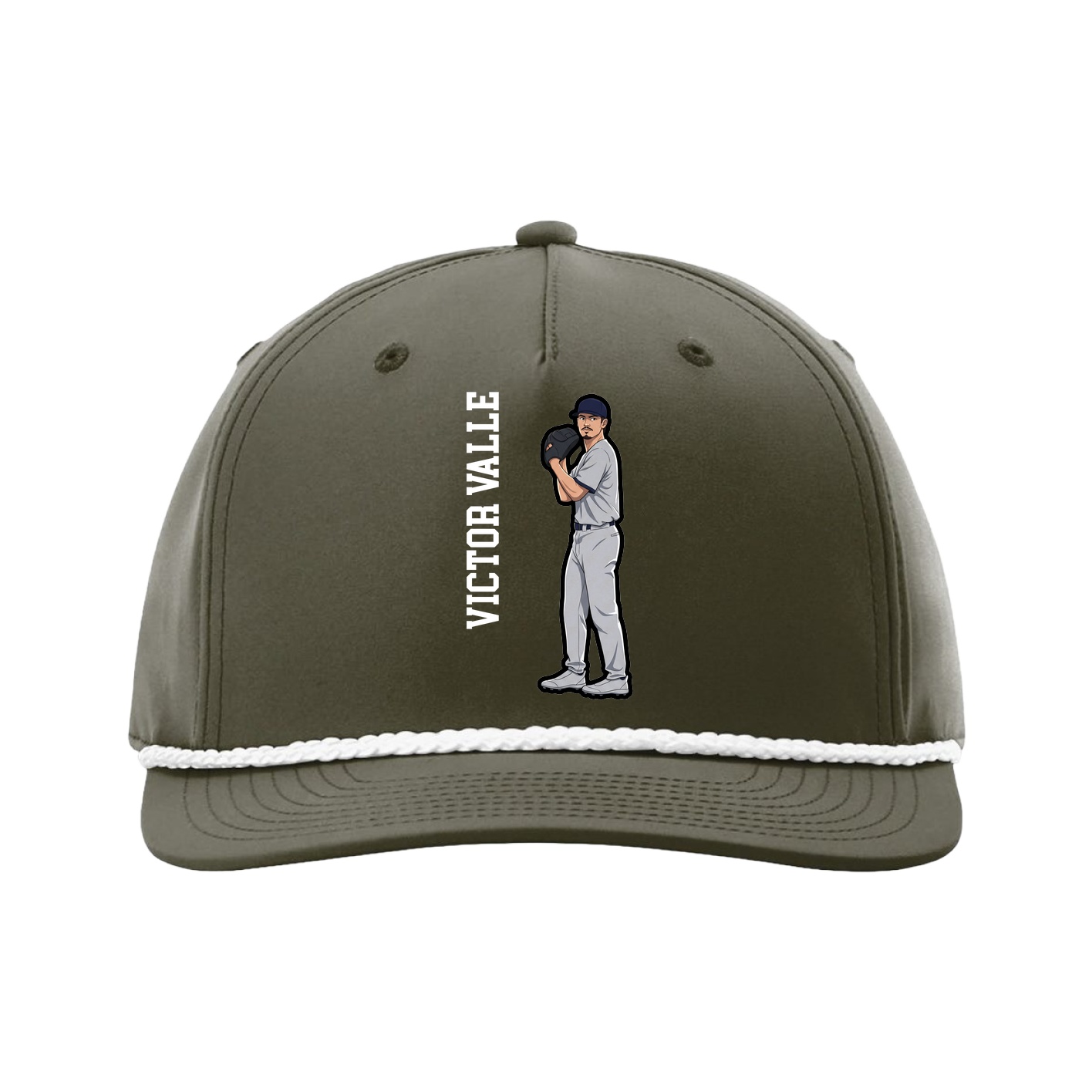 Five-Panel Classic Rope Cap — Name Vertical in Green