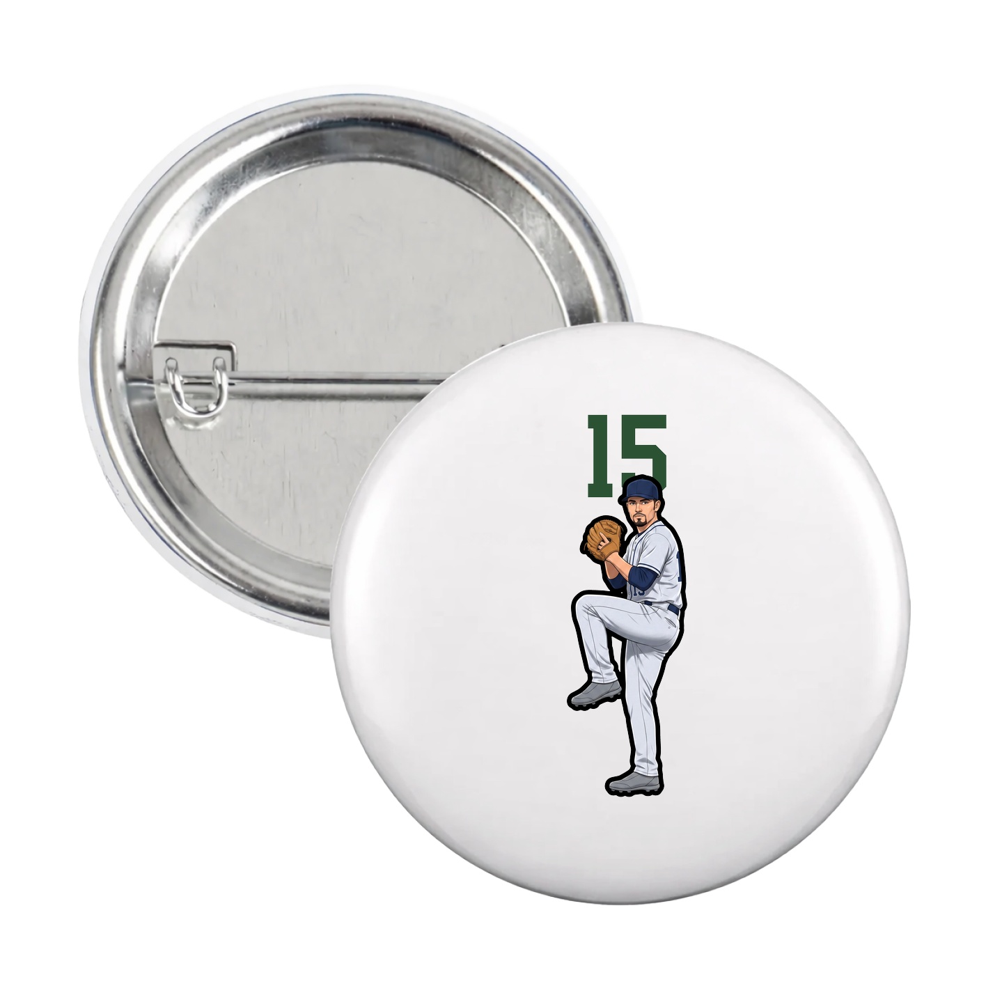 Game Day Button — Number Top in White