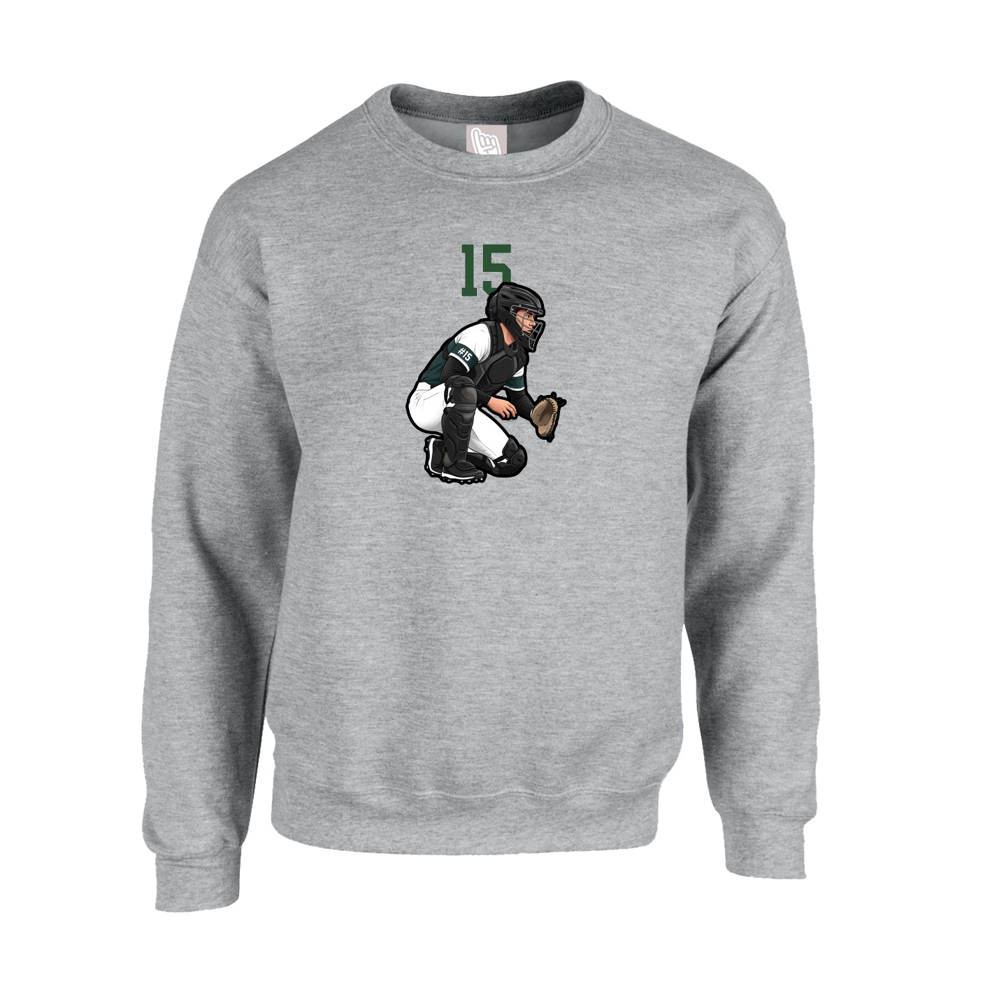 Fleece Crew — Number Top in Grey
