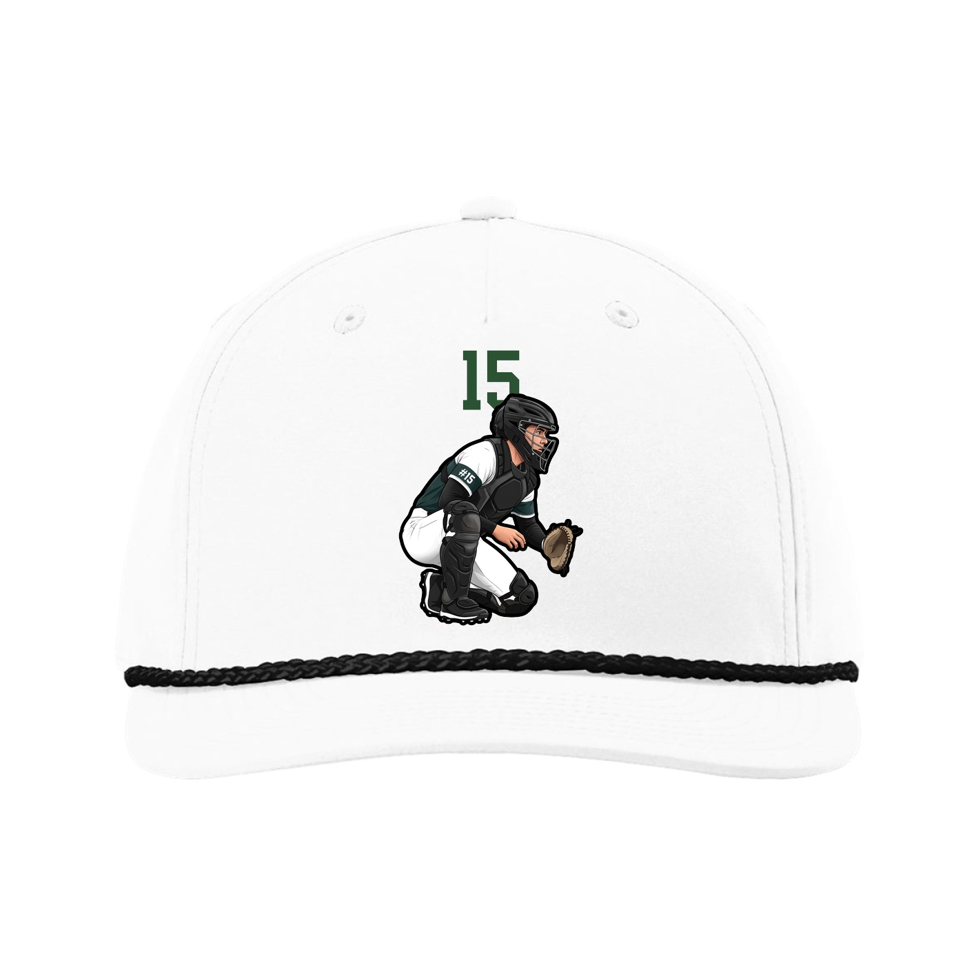 Five-Panel Classic Rope Cap — Number Top in White