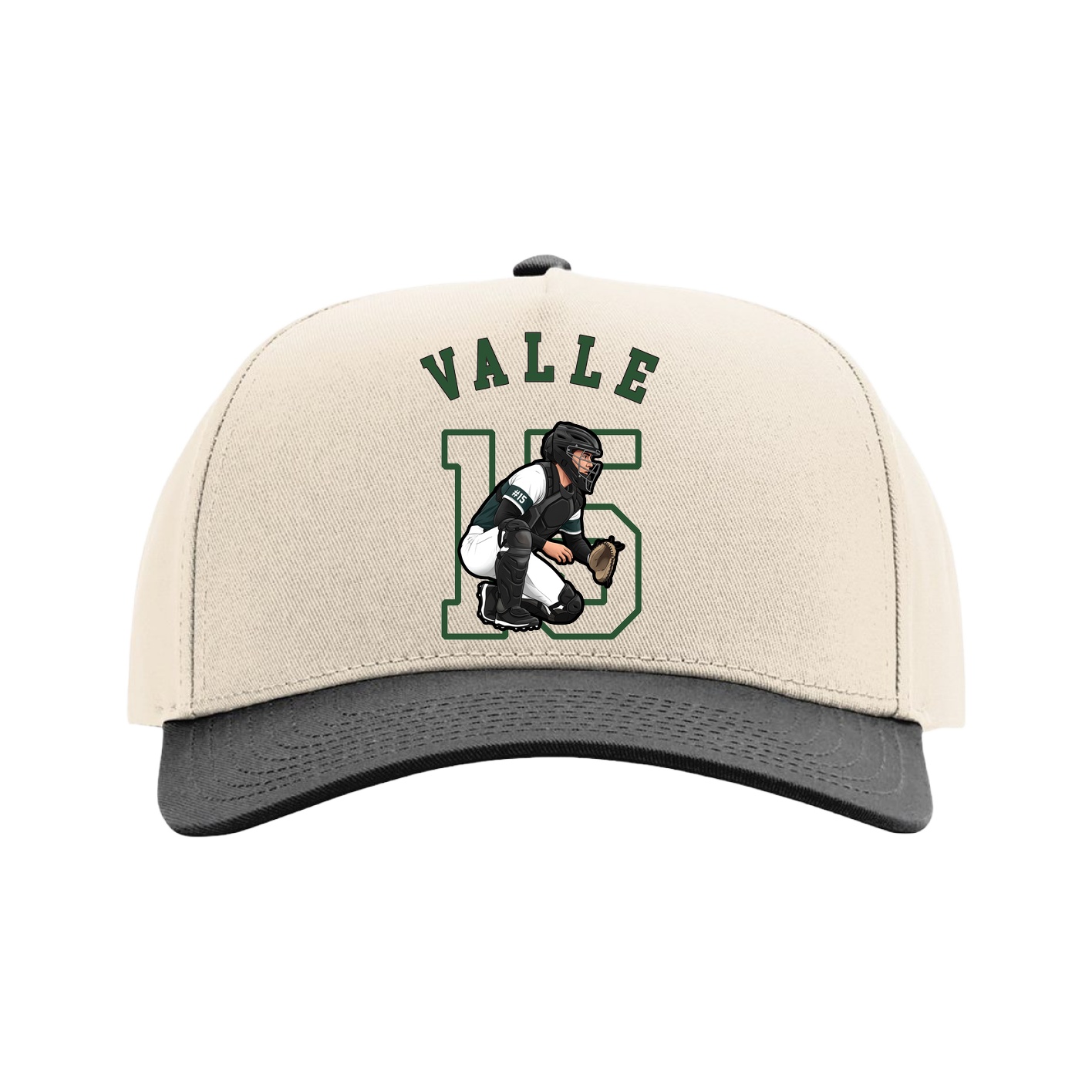Full Fabric Five-Panel Champ Cap — Shirsey Arch in Cream/Black