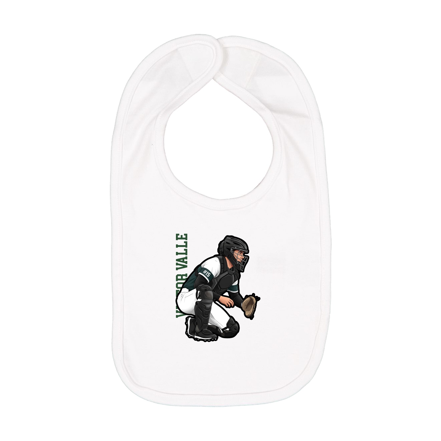 Infant Bib — Name Vertical in White