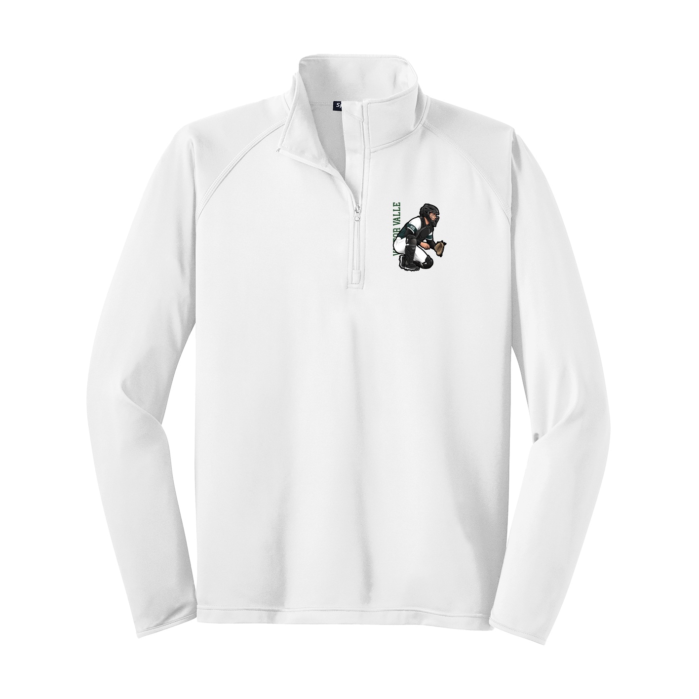 Q-Zip Pullover — Name Vertical in White